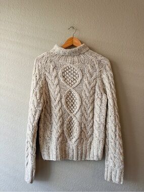 Moda International Cream Cable Knit Turtleneck Sweater Medium